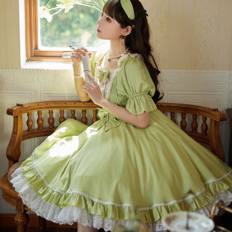 ロリィタワンピース 緑 3点セット ロリィタワンピース 緑 3点セット