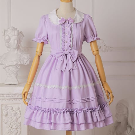 ロリータ ワンピース 半袖 レディース ゆめかわいい  ドールカラー 選べる7色