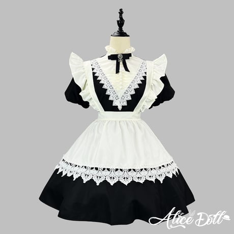 クラシカル メイド服 ワンピース＆エプロンセット ロング丈 ショート丈 付け袖 2WAY 長袖