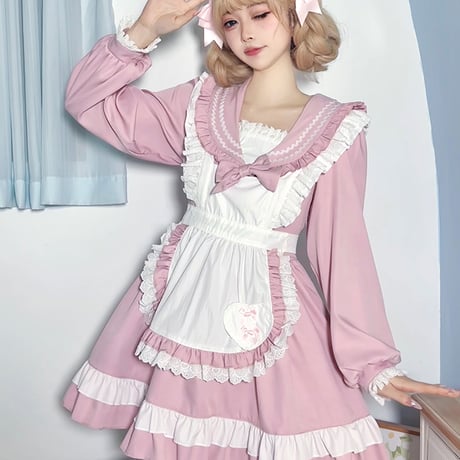 メイド服 セーラー ワンピース セーラー服 メイド 制服 ロリータ ドレス エプロン ゴスロリ 甘ロリ