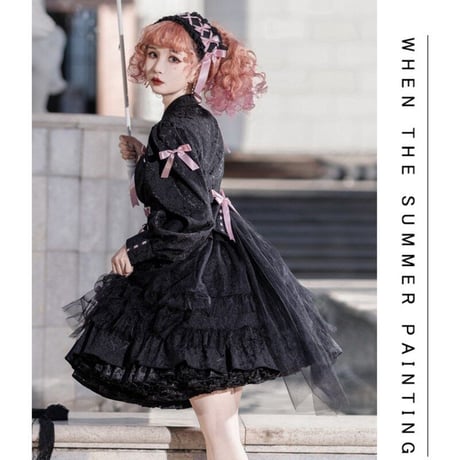 秋 新作 中華風 ゆめかわいい 中華ロリータ ロリータ メイド服 ワンピース ドレス 長袖 ゴシック ゴスロリ 甘ロリ ロリィタ