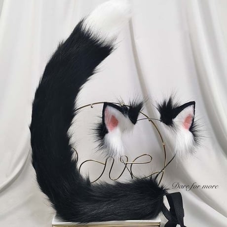 ロリータ 猫耳 しっぽ ハントメイド ねこ耳 可愛い モコモコ リアル ヘアバンド カチューシャ