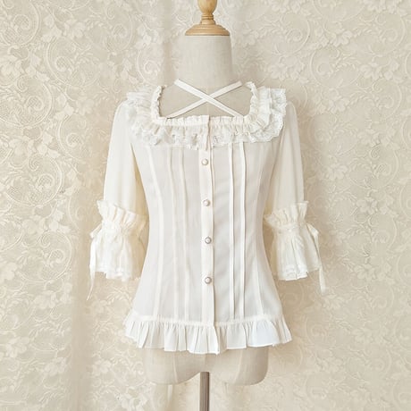 ブラウス ロリータ 春夏 七分袖 姫袖 レディース レース ゴシック ゴスロリ シフォンコスプレ コスチューム