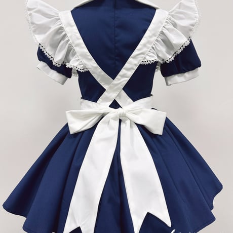 クラシカル メイド服 ワンピース エプロン リボン 3点セット 丸襟 コスプレ衣装 ロリータ風 甘ロリ