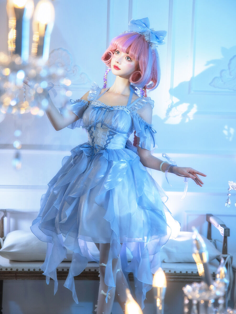 ロリータ ドレス ジャンパースカート ロリィタ ワンピース 光沢感 姫様 