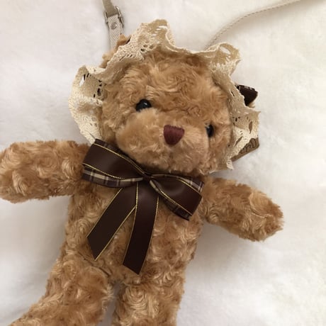 テディベアバッグ ショルダーバッグ ポシェット ぬいぐるみ かわいい ファンシー ロリータ もこもこ 3色 オーダーメイド