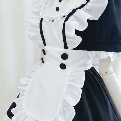 クラシカル メイド服 ワンピース エプロン カチューシャ セット コスプレ衣装 ロリータ風 ゴスロリ 甘ロリ