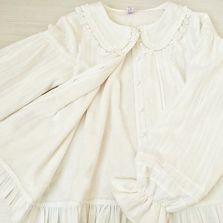 ロリータ フリル ブラウス シャツ 長袖 秋冬 レディース 甘ロリ 裏起毛 防寒 あったか