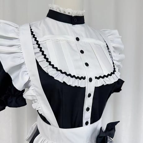 メイド服 ワンピース 半袖 クラシカル ロング丈 メイド 定番 カチューシャ セット 英国風 ロリータ 大人可愛い