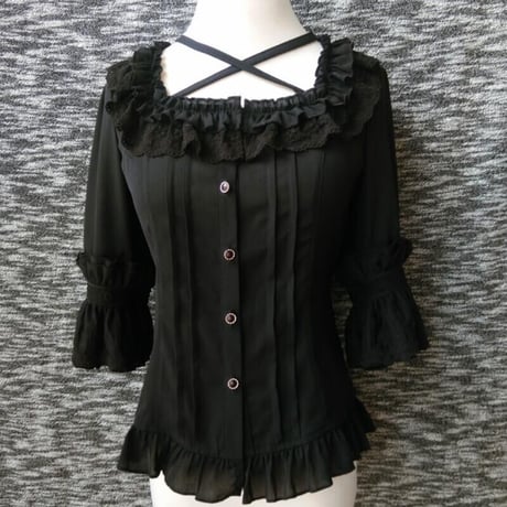 ブラウス ロリータ 春夏 七分袖 姫袖 レディース レース ゴシック ゴスロリ シフォンコスプレ コスチューム