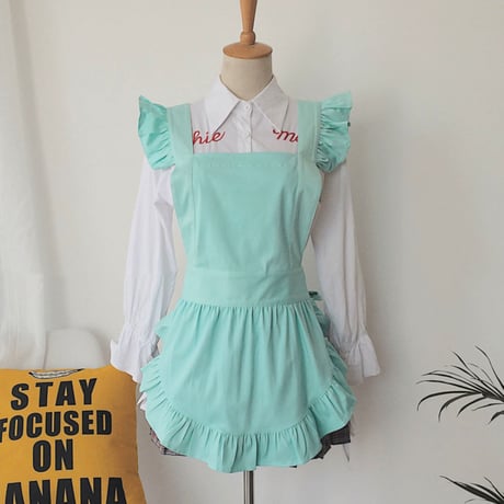 エプロン メイド ロリータ レディース 可愛い 選べる4カラー レトロ フリル