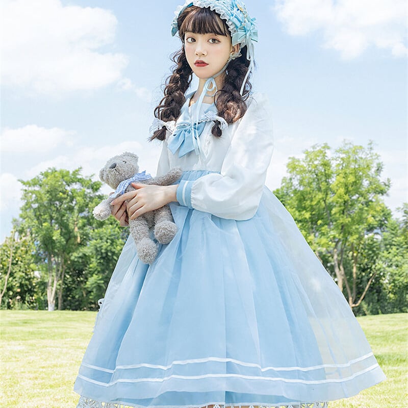 ロリータ ワンピース 長袖 セーラー服 春秋 レディース Lolita 