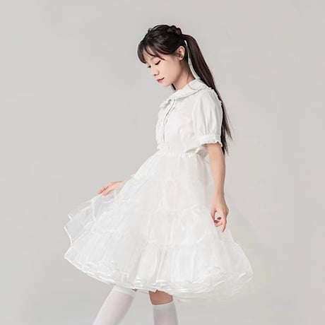 パニエ ボリューム 膝下 ロング丈 ミディアム 丈60cm 大人用 普段使い ロリータ かわいい フリル スカート