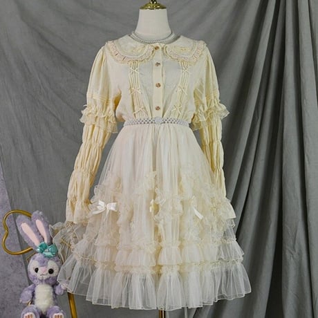 Lolita ロリータ オーバースカート ペチコート付き スカート チュールスカート 2Way ボトムス ゆめかわいい