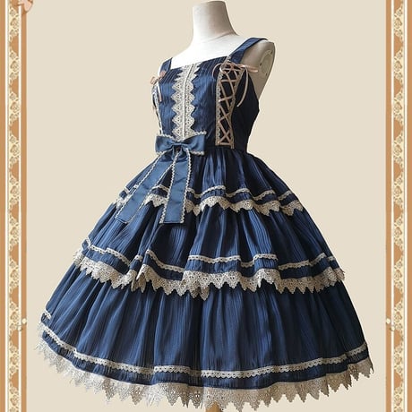 ロリータ ワンピース ジャンパースカート ロリィタ 可愛い 定番 メイド服 プリンセス お姫様 配色 ゴスロリ