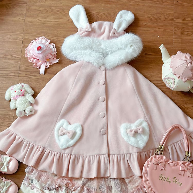 ロリータ 姫系 ケープコート マント ポンチョ コート アウター リボン