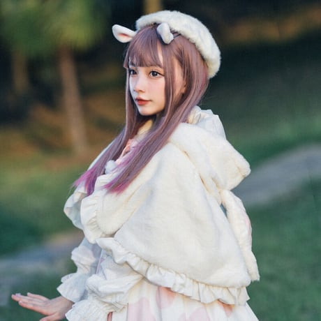 ロリータ ポンチョ マント コート 秋 冬 アウター オリジナル 甘ロリ レディース うさ耳 可愛い