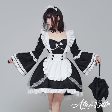 クラシカル メイド服 メイド 豪華セット コスプレ ワンピース エプロン カチューシャ 付け袖 長袖