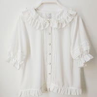 ブラウス ロリータ 夏 レディース 半袖 五分袖 フリル ギャザー シフォン ロリィタ ゴシック