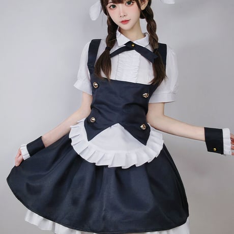 メイド服 豪華セット コスプレ うさ耳 兎 メイドカフェ 衣装 仮装 ゴスロリ かわいい コスプレ衣装