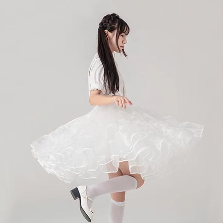 パニエ ボリュームアップ オーガンジー 普段使い 膝丈 55cm丈 ドレス スカート チュール ロリータ ロリィタ