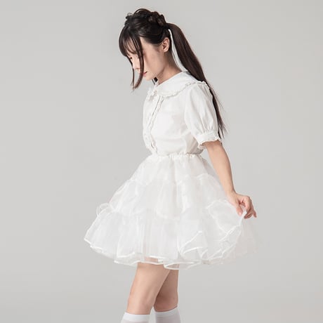 パニエ 無骨 白 黒 45cm丈 ショート丈 ミディアム丈 膝丈 オーガンジー ゴスロリ 普段使い スカート