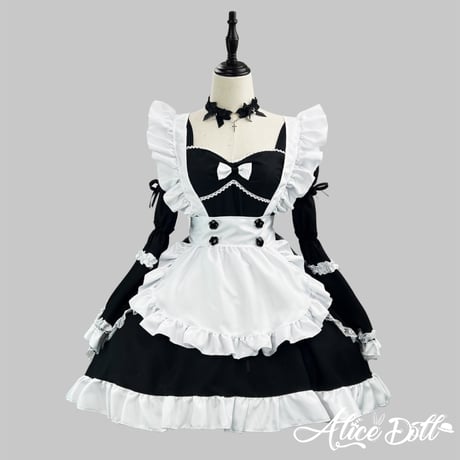 クラシカル メイド服 メイド 豪華セット コスプレ ワンピース エプロン カチューシャ 付け袖 長袖