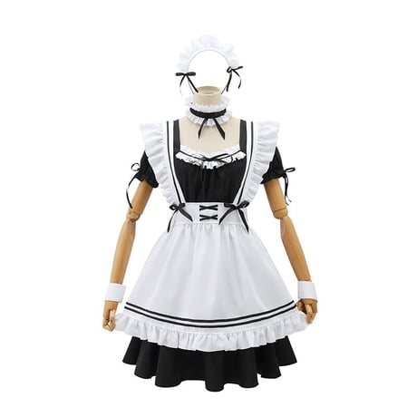 メイド服 コスプレ 豪華セット ロリータ エプロン セクシー メイド 衣装 ミニ丈 レディース ワンピース S-5XL