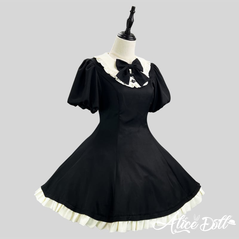 クラシカル ロリータ メイド服 ワンピース エプロン カチューシャ 付け