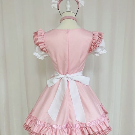 コスプレ 衣装 メイド服 ワンピース エプロン カチューシャ付き セット ロリィタ かわいい ネコ 猫 猫耳