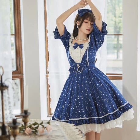 ロリィタ ロココ調 ワンピース ドレス 半袖 かわいい クラシカル クラロリ ゴスロリ 3色展開 XS-4XL