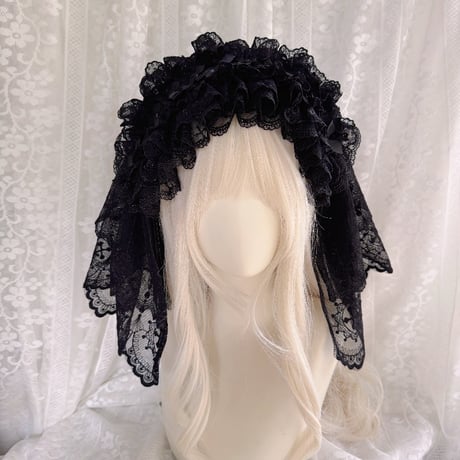 即納 ロリータ Lolita ヴェール付き ヘアバンド ヘッドドレス ウエディングベール クラロリ ゴスロリ 甘ロリ