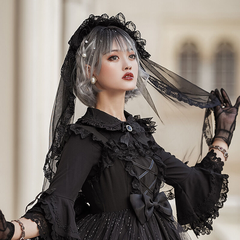 ゴシック ヴェール カチューシャ エペティス ロリィタ ロリータ 即納 ロリータ カチューシャ レース 髪飾り レディース ヘッド