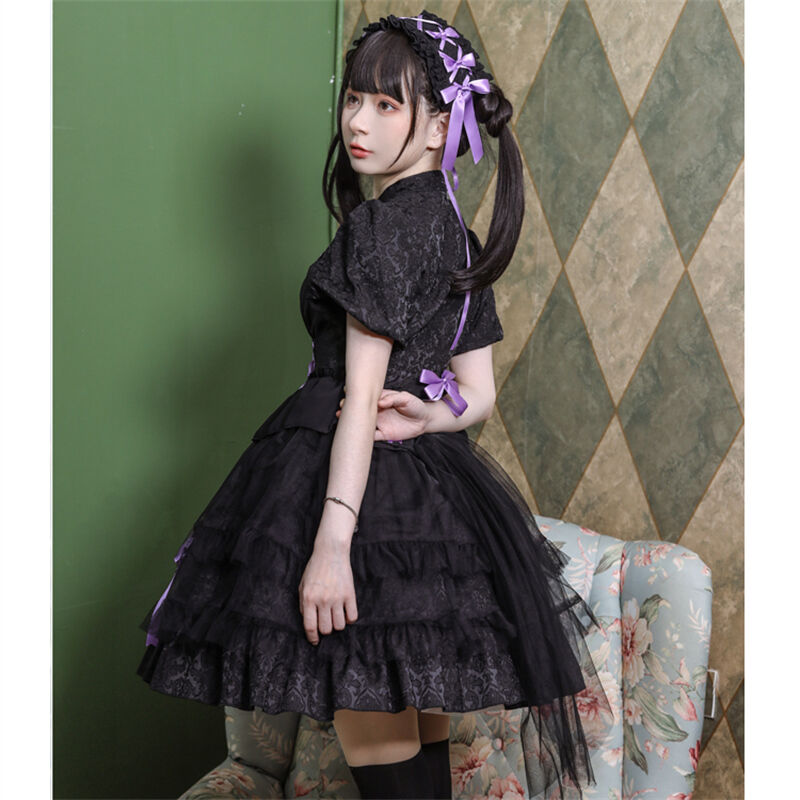 中華ロリータ ワンピース ドレス 半袖 メイド服 ゴスロリ チャイナ服