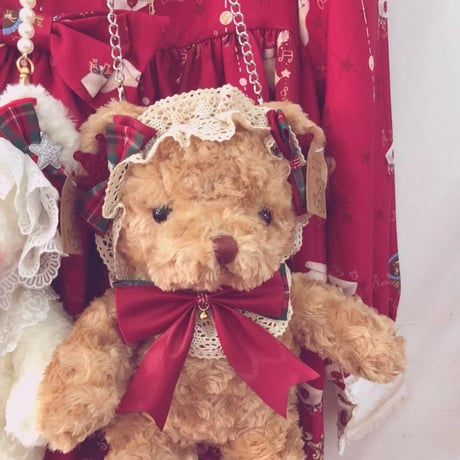 テディベアバッグ ポシェット ショルダーバッグ ぬいぐるみ かわいい 可愛い ロリータ   ニューイヤー クリスマス版