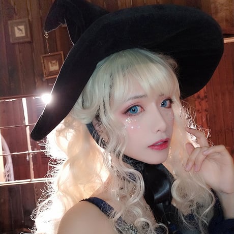 コスプレ とんがりハット 帽子 ゴスロリ ハロウィン ロリータ レディース 魔女 小悪魔 金の星飾り