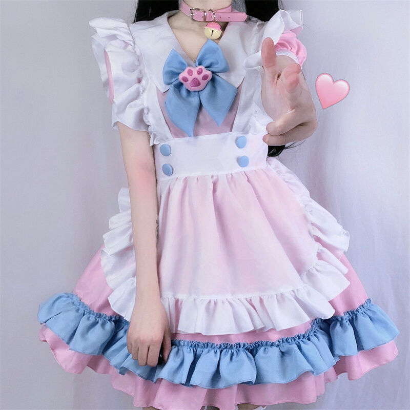 メロディ ロリィタ メイド ピンク エプロン ワンピース