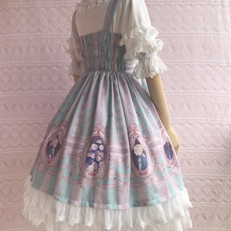 ロリータ ワンピース ジャンパースカート  春 夏 オリジナルプリント  軽やか 薄手  日常服