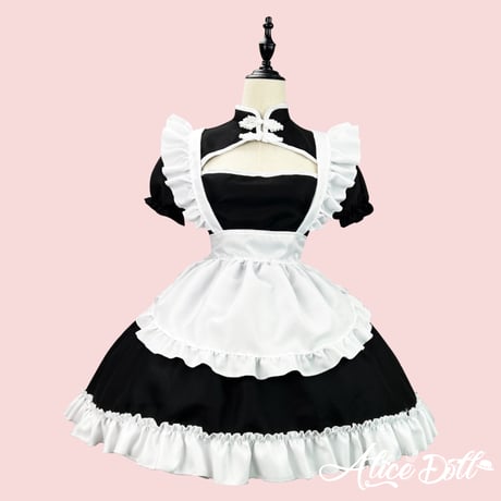 チャイナ風 メイド服 チャイナドレス 露出 ワンピース エプロン セット セクシー レディース 衣装