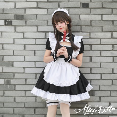 チャイナ風 メイド服 チャイナドレス 露出 ワンピース エプロン セット セクシー レディース 衣装