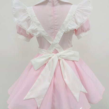 クラシカル メイド服 ワンピース エプロン リボン 3点セット 丸襟 コスプレ衣装 ロリータ風 甘ロリ