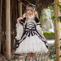 ロリータファッション ドール感 ワンピース ドレス 半袖 リボン フリル レース レディース ゴスロリ