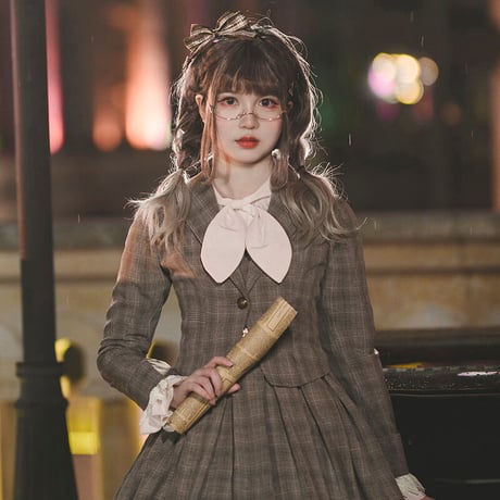 ゴスロリ クラロリ 学園風 制服 チェック柄 ジャケット ブレザー アウター 長袖アウター ショート丈 秋冬