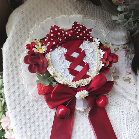 帽子 レディース ロリータ ハンドメイド シルクハット レッド ピンク  ゴシック  森ガール