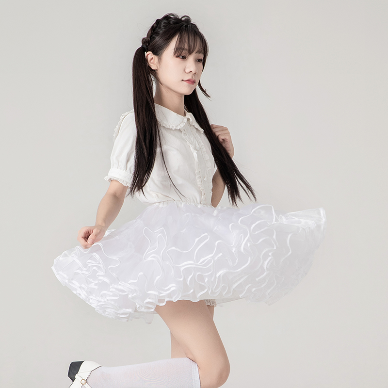 パニエ ゴスロリ ロリータ ミニ丈 35cm丈 ボリューム フリル