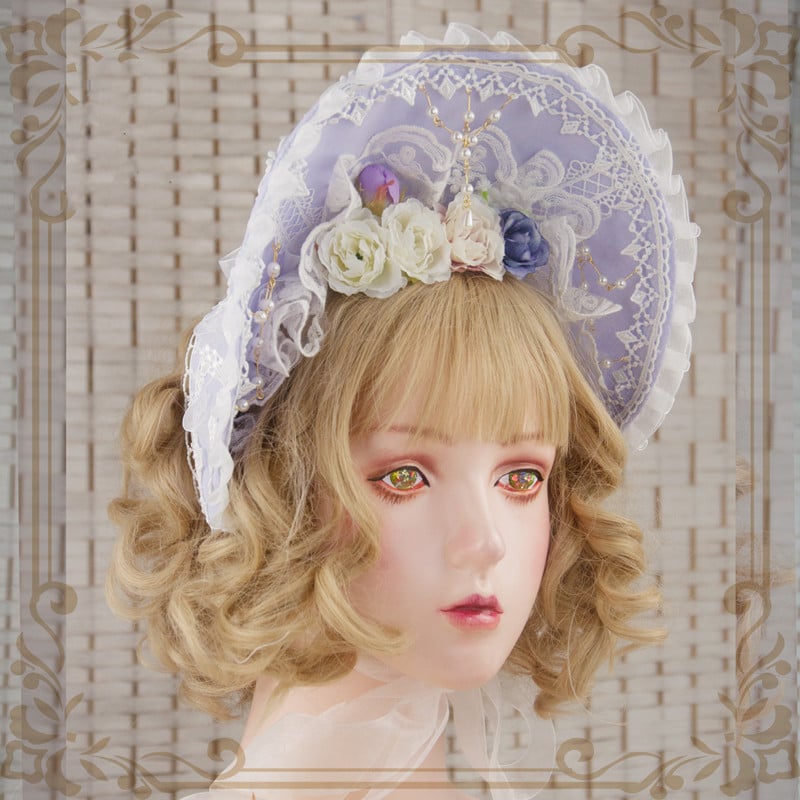 【りかさま専用　バラ柄アンティークレースボンネットドレス】 ロリータ ボンネット ボンネ 帽子 ヘッドドレス アクセサリー フラワー