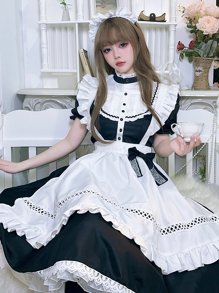 M メイド服 コスプレ セット 衣装 ロング ゴスロリ 英国風 メイド