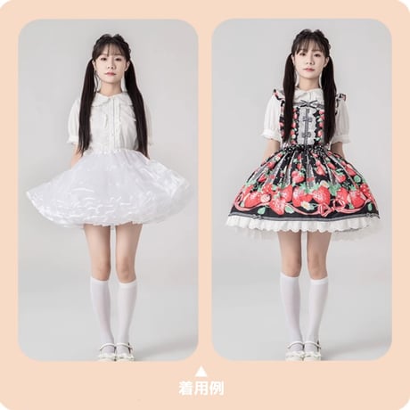 パニエ ゴスロリ ロリータ ミニ丈 35cm丈 ボリューム フリル 多層 ふわふわ 超ミニ チュチュスカート 甘ロリ