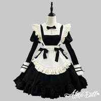クラシカル メイド服 メイド ワンピース エプロン カチューシャ 付け袖 長袖 半袖 2way ミニ丈