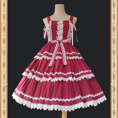 ロリータ ワンピース ジャンパースカート ロリィタ 可愛い 定番 メイド服 プリンセス お姫様 配色 ゴスロリ
